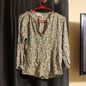Fun 2 Fun Olive Floral Blouse